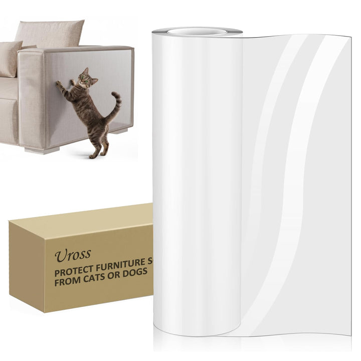 Uross Kratzschutz Sofa Katze Transparent 5m x 43cm, Katzenschutz Selbstklebend Tape Extra Long, Anti