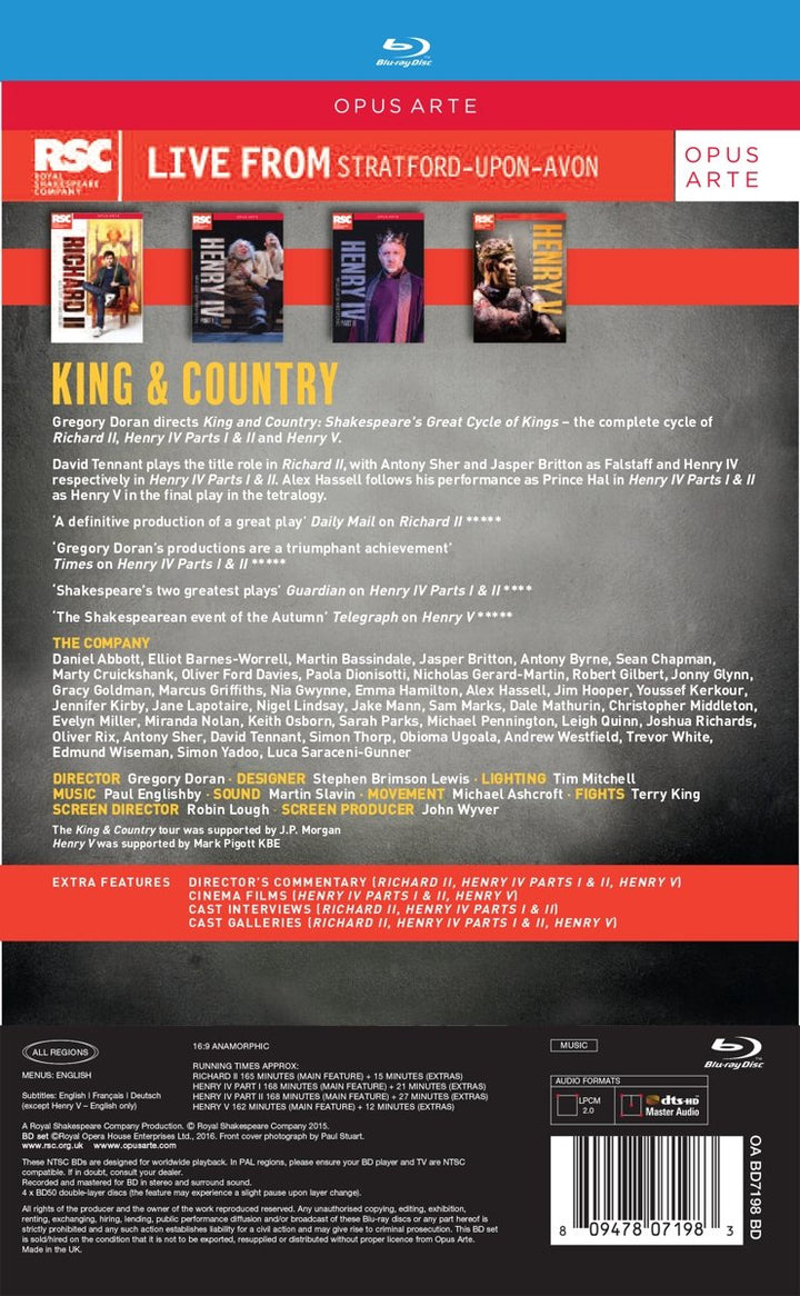 Shakespeare: King & Country, Blu-ray