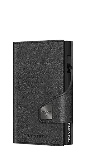 Tru Virtu® Karten-Portemonnaie Click & Slide Coin Pocket Nappa Black/Black I Kreditkartenetui I Kart