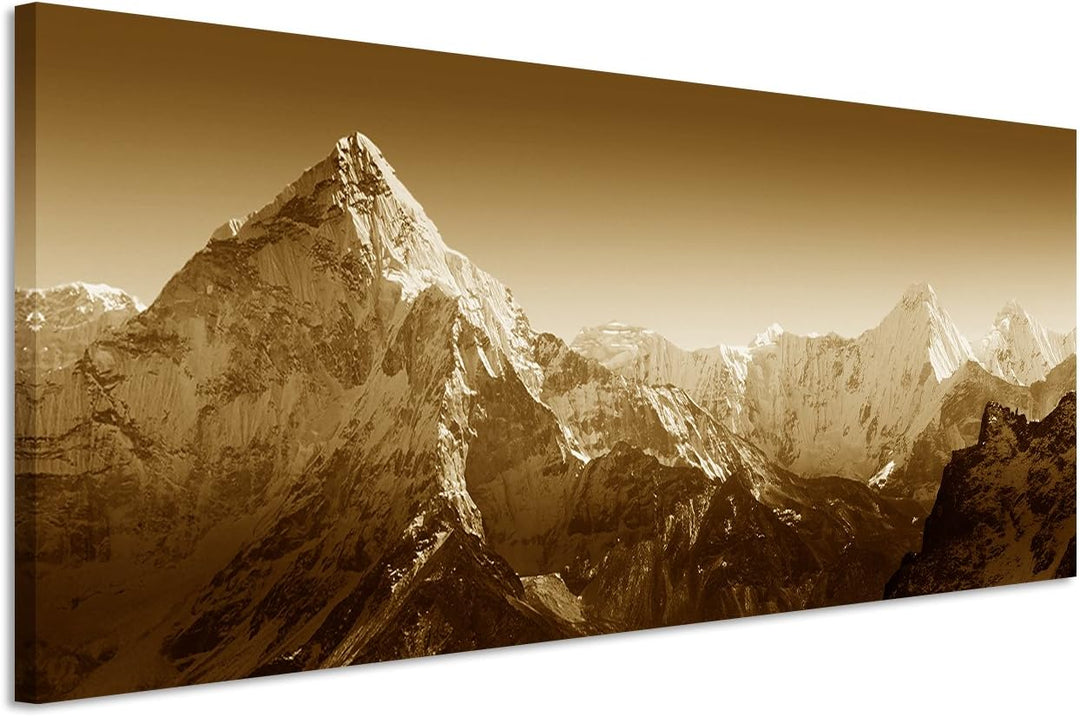 150x50cm Wandbild Panorama Fotoleinwand Bild in Sepia Mount Everest Nepal