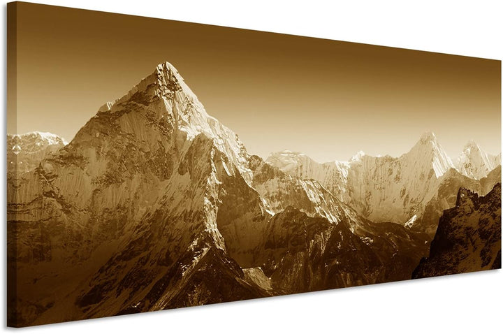 150x50cm Wandbild Panorama Fotoleinwand Bild in Sepia Mount Everest Nepal