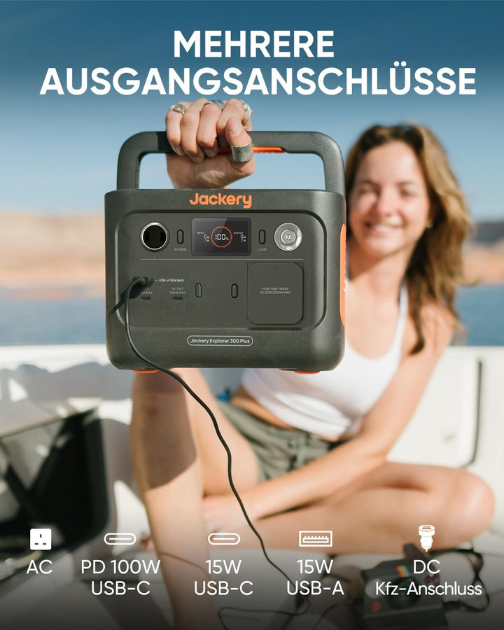 Jackery Solargenerator 300 Plus 40W Mini, 288Wh Tragbares Kraftwerk mit 40W Solarmodul in Buchgrösse