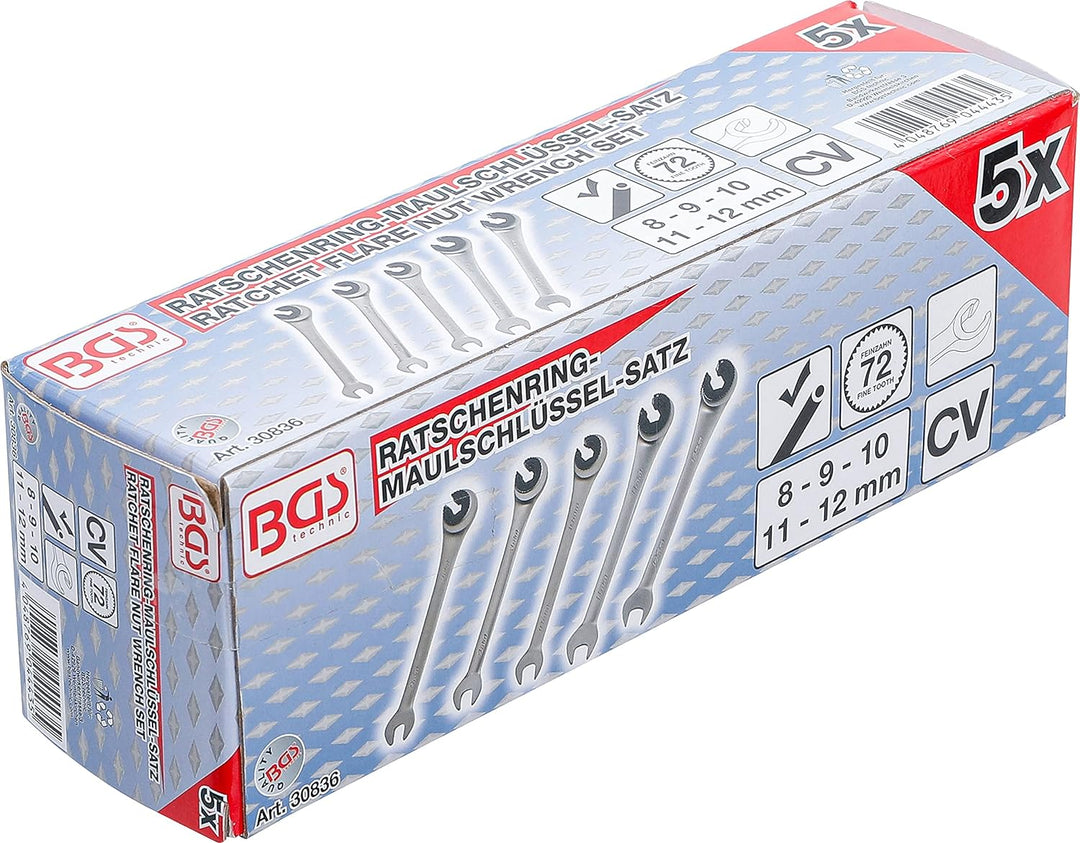BGS 30836 | Ratschenring-Maulschlüssel-Satz | offen | 5-tlg.