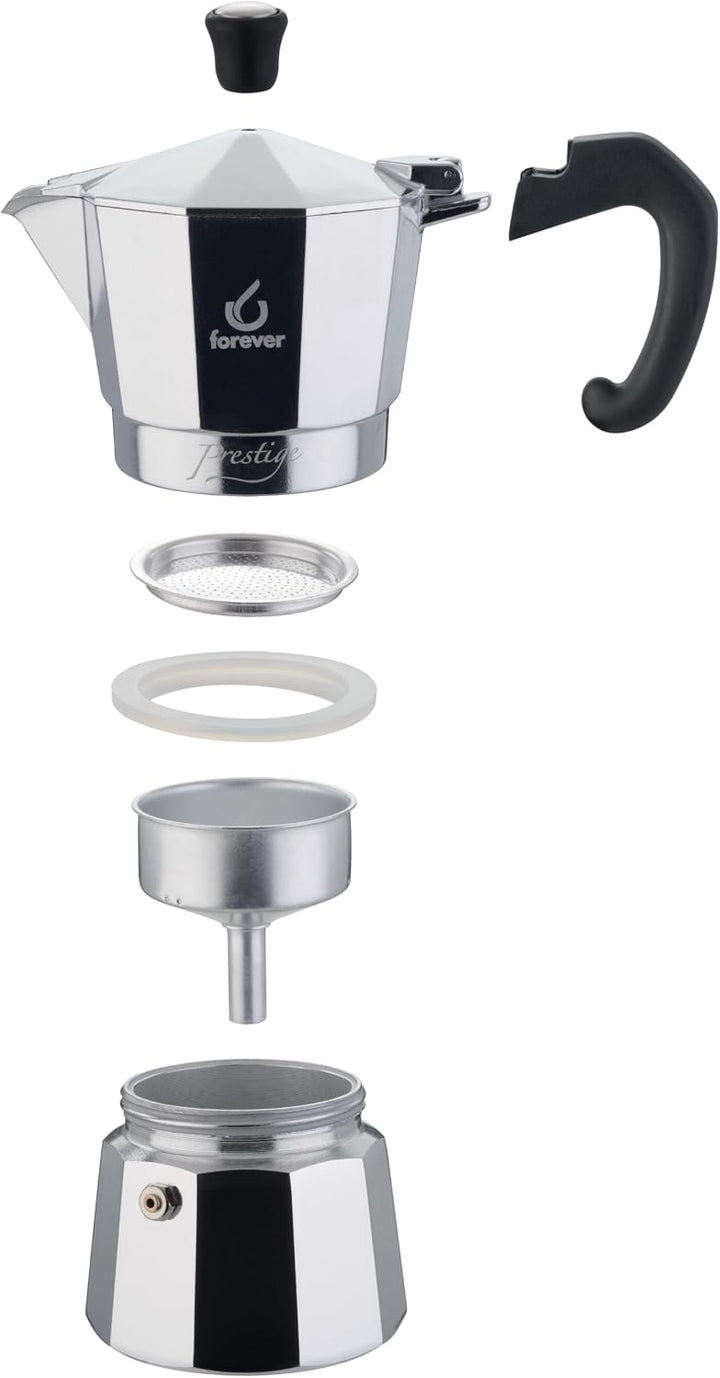 KAUFGUT FRV290610 Espressokocher Moka, Tz.6 Prestige Induktion, Mehrfarbig