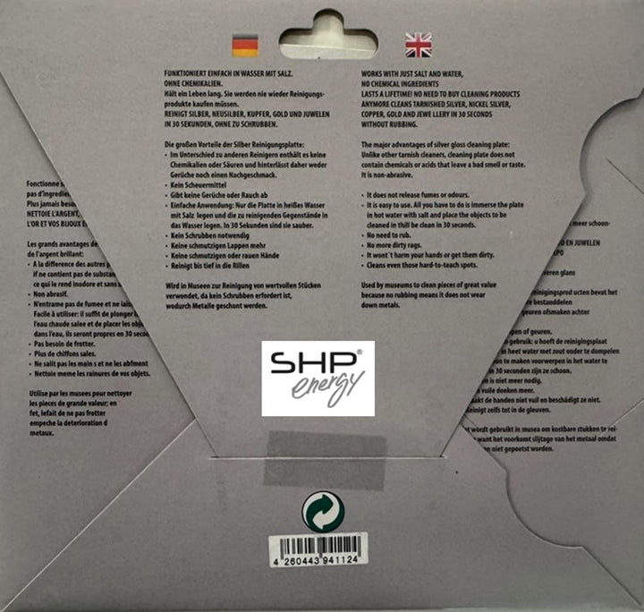 SHP professionelle Silber- und Schmuck Reinigungsplatte.