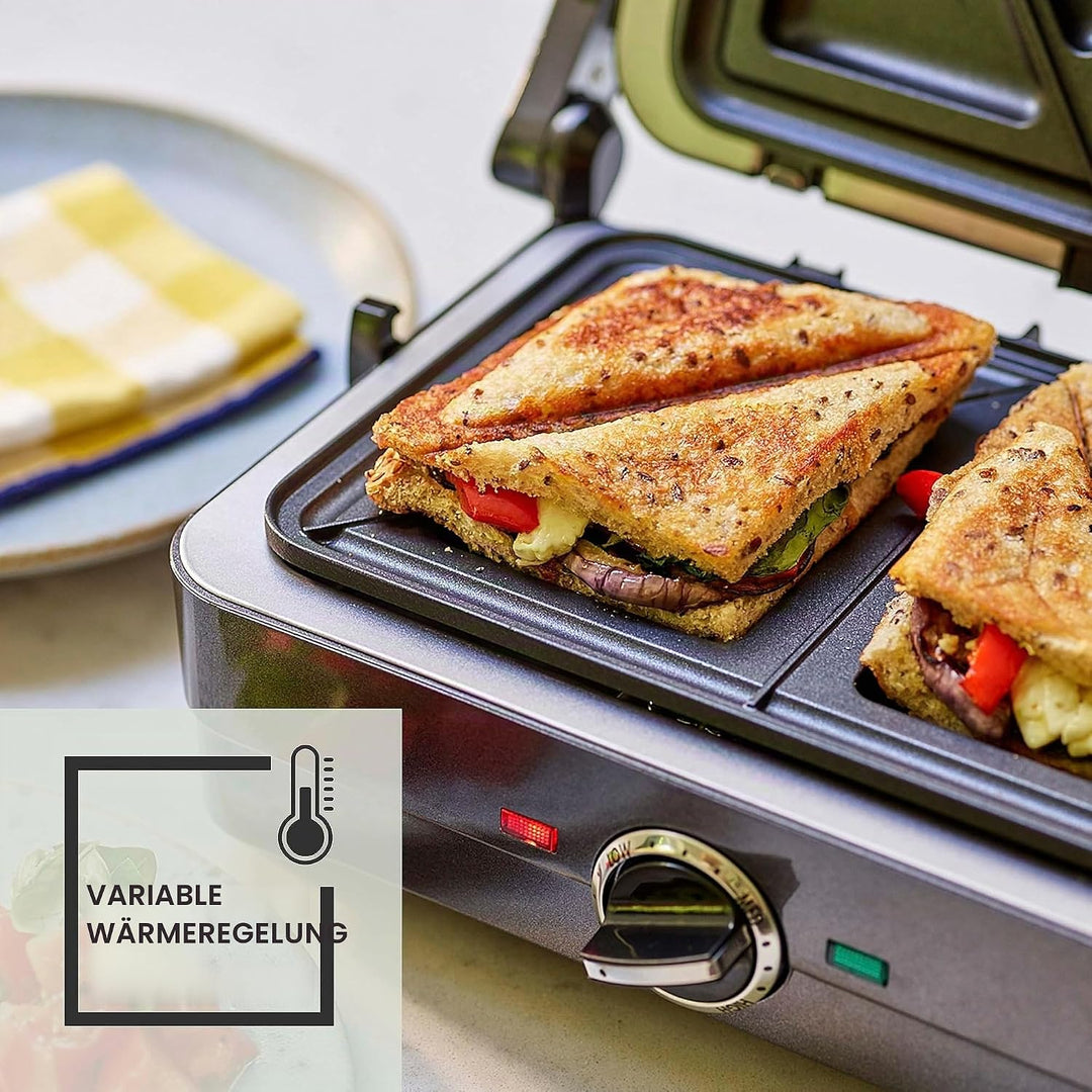 Cuisinart GRSM4U 2-in-1 Grill- und Sandwich-Maker, antihaftbeschichtet, abnehmbare Platten, Mitterna