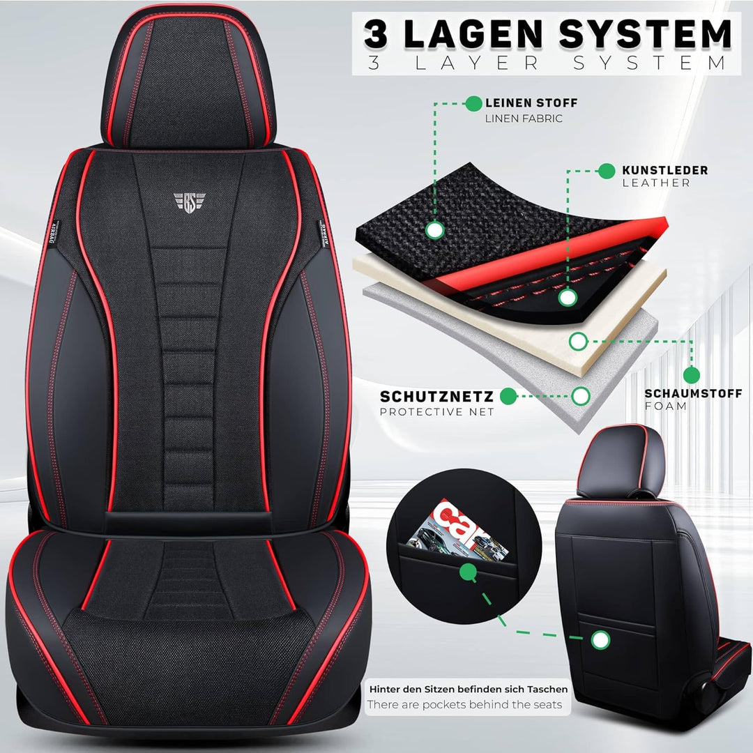 Schonbezüge Sitzbezüge für Ford Focus 3 Bj 2011-18 in Schwarz NL1