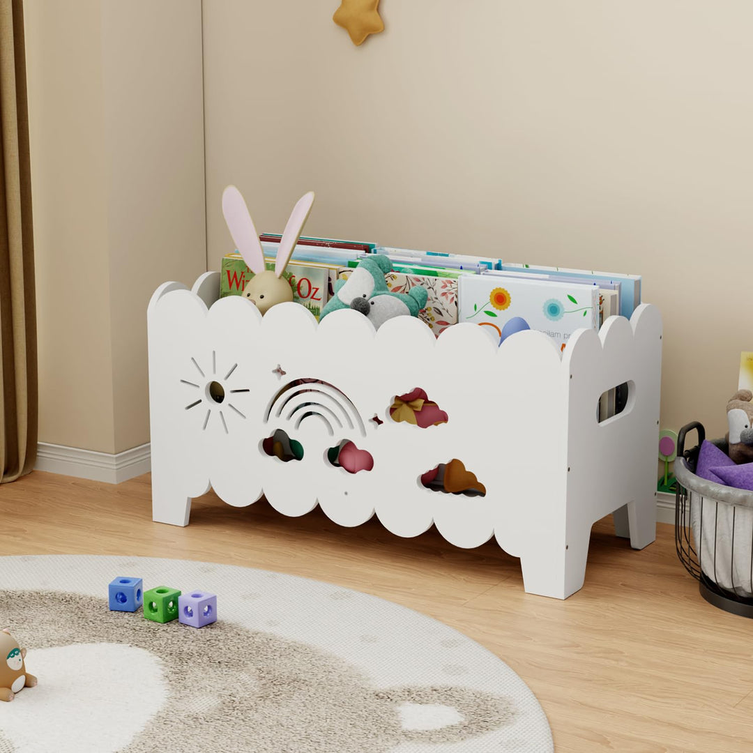 Kinder Bücherregal Holz, Montessori Bücherregal Kinder, Bücherkiste Kinder für Leseecke, Babyzimmer,