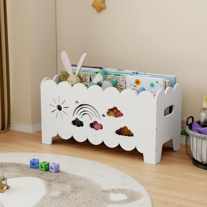 Kinder Bücherregal Holz, Montessori Bücherregal Kinder, Bücherkiste Kinder für Leseecke, Babyzimmer,