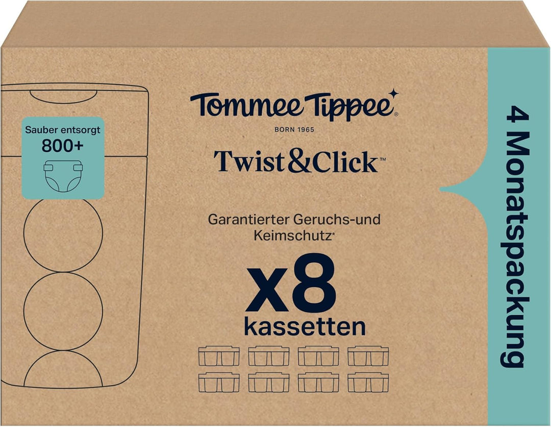 Tommee Tippee Twist & Click Advanced Windeleimer Original-Nachfüllkassetten, Exklusivpackung mit 8,