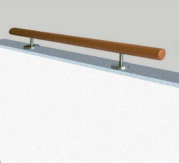 Buche Holz Treppe Handlauf Geländer Griff gerade Edelstahlhalter, Länge 30 - 500 cm aus einem Stück