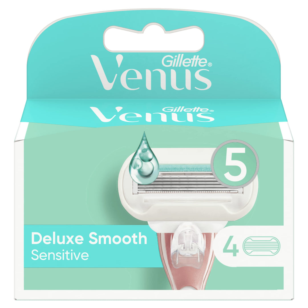Gillette Venus Deluxe Smooth Sensitive Ersatzklingen für Damenrasiermaschine, 4 Stück, Maschinensets