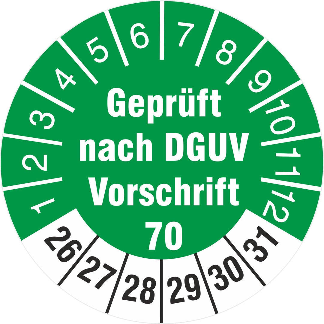 200 Prüfetiketten geprüft nach DGUV Vorschrift 70 30 mm Prüfplaketten Fahrzeuge BGV D29 2022-27 200