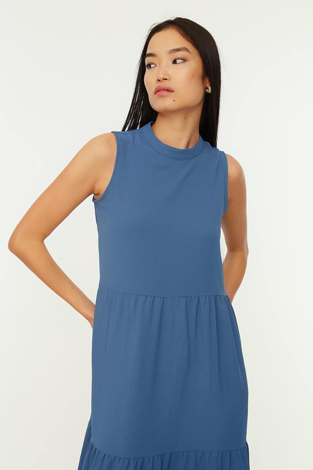TRENDYOL Damen Breites Geschnittenes Kleid Dress (1er Pack) 38 Blau, 38 Blau