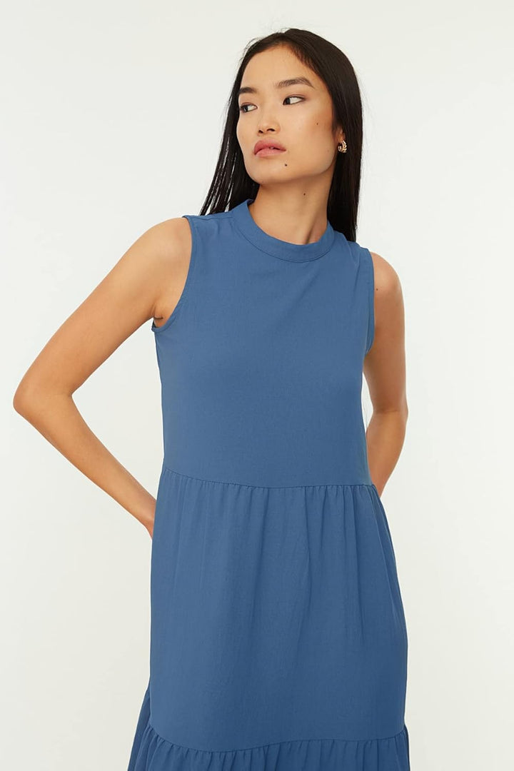 TRENDYOL Damen Breites Geschnittenes Kleid Dress (1er Pack) 38 Blau, 38 Blau