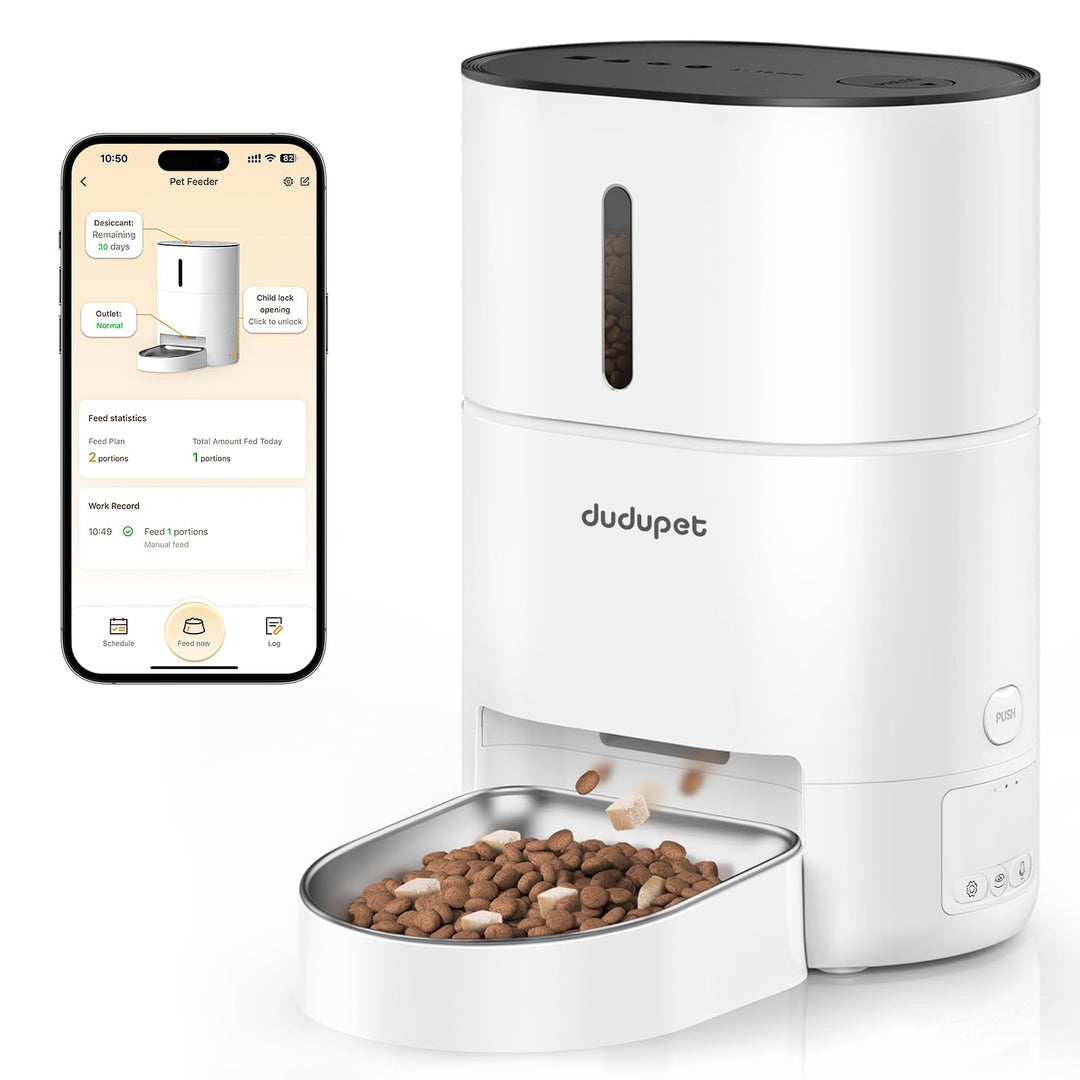 Futterautomat Katze, DUDUPET 4L Automatischer Futterspender Katze, 2.4G WiFi-Fernbedienung, duale St