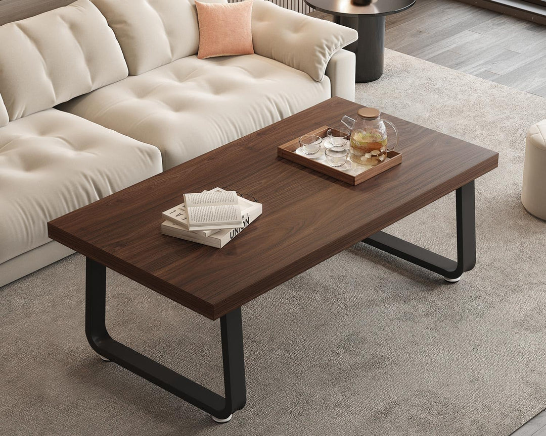 HSH Couchtisch Schwarz 100 x 55 x 46.5 cm Walnuss, 55T x 100B x 46.5H cm Walnuss