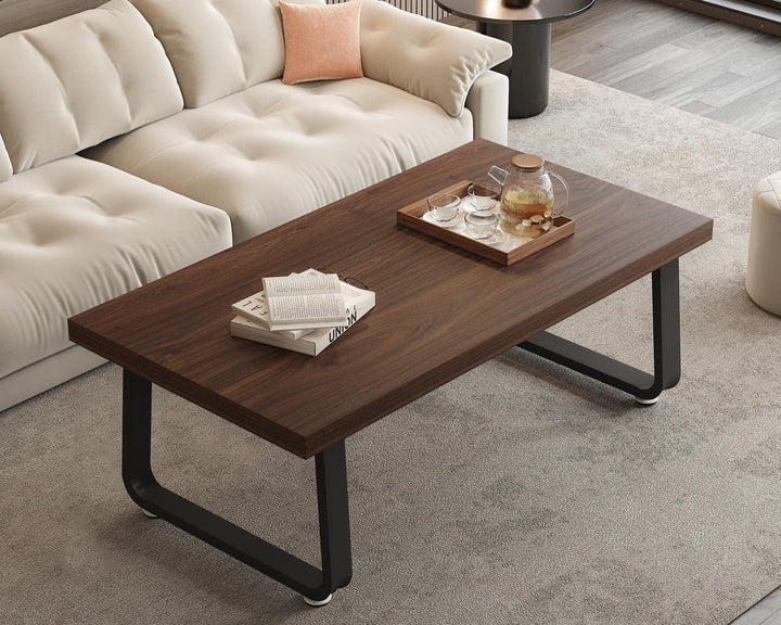 HSH Couchtisch Schwarz 100 x 55 x 46.5 cm Walnuss, 55T x 100B x 46.5H cm Walnuss