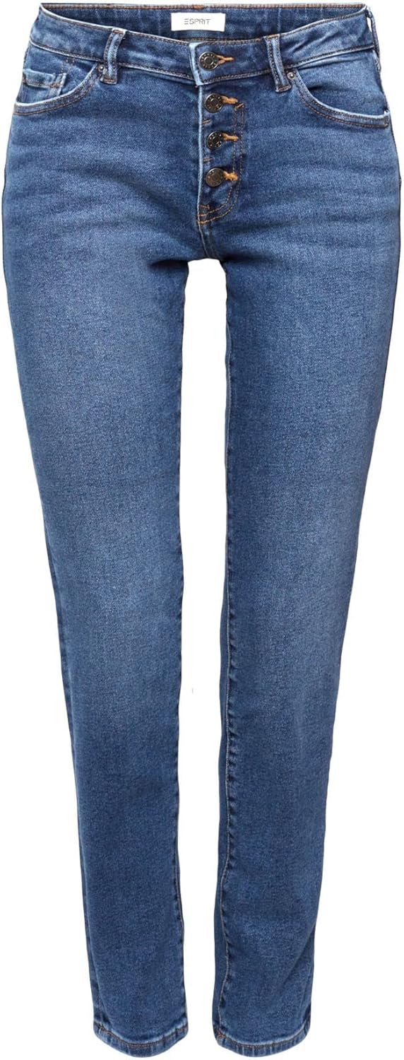 ESPRIT Schmale Stretch-Jeans mit mittelhohem Bund 26W / 34L Blue Medium Washed, 26W / 34L Blue Mediu
