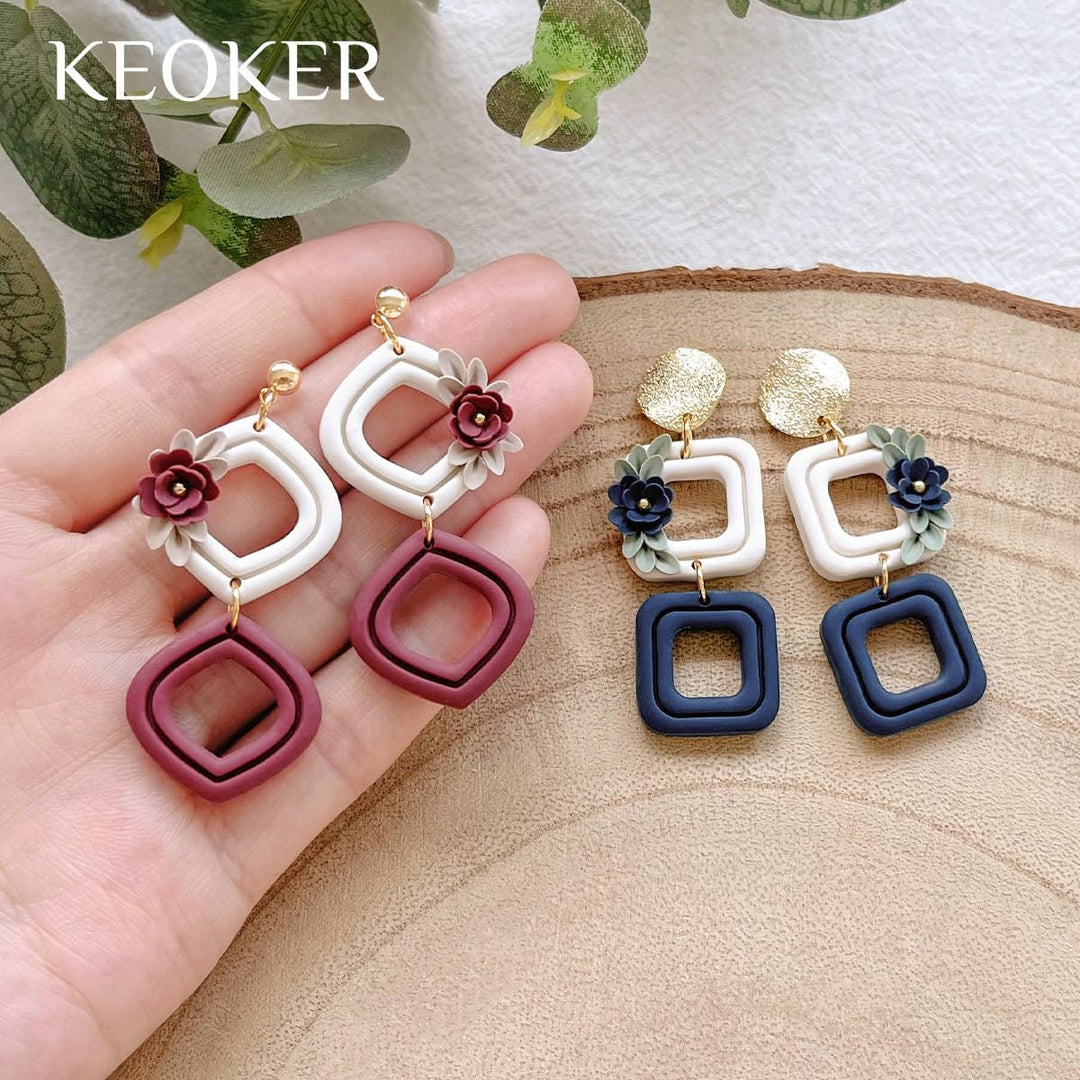 Keoker Organic Polymer Clay Cutters, 10 Shapes Extruded Polymer Clay Earring Cutters Boho Extrudiert