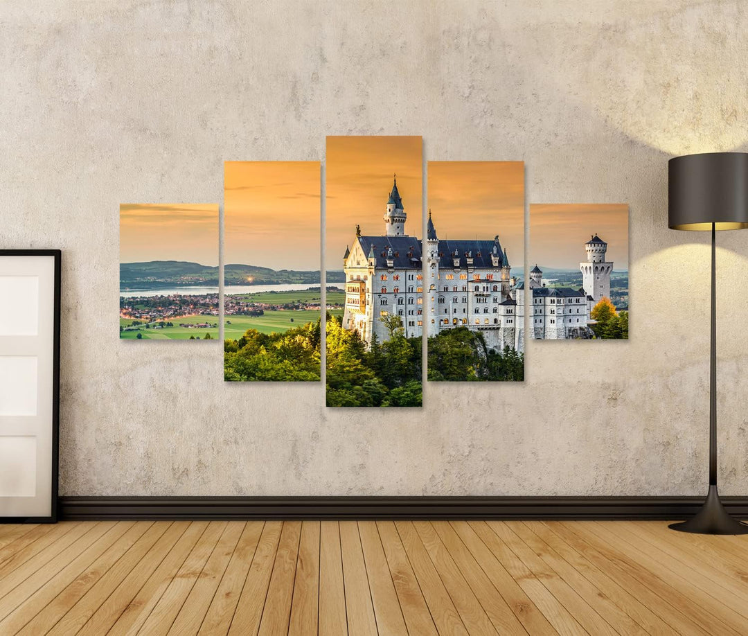 islandburner Bild auf Leinwand Deutsches Schloss Neuschwanstein Bayerische Alpen Deutschland Bilder