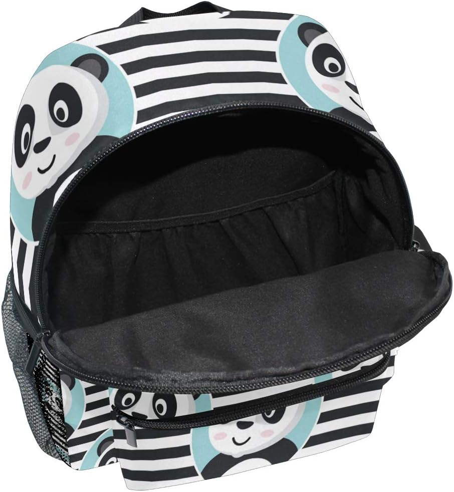 Kinderrucksack Netter Panda im blauen Kreis auf Streifen-Kindergarten-Vorschul-Tasche für Kleinkind-
