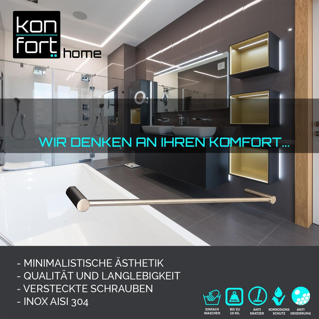Kon-fort Home Handtuchhalter 40cm zum Bohren Bad, Edelstahl Gebürstet Wandmontage, Handtuchstange Hi