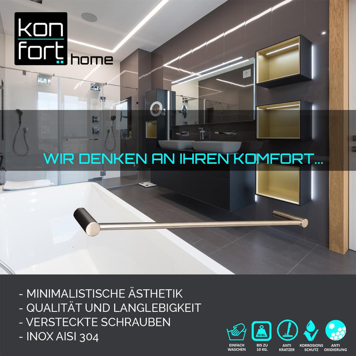 Kon-fort Home Handtuchhalter 40cm zum Bohren Bad, Edelstahl Gebürstet Wandmontage, Handtuchstange Hi