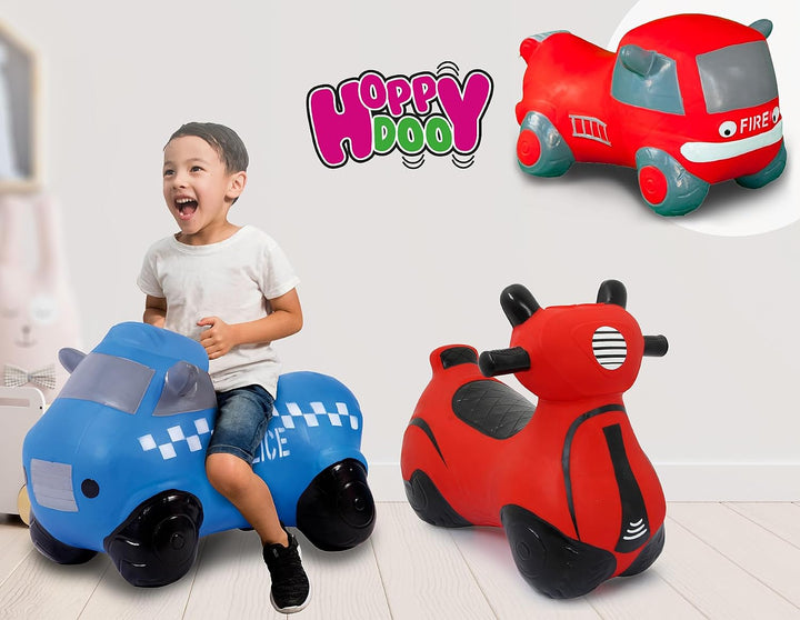 JAMARA 460455 Hüpfauto Police Truck HoppyDoo - Spielzeug für Kinder, Hüpfspielzeug Baby Indoor/Outdo