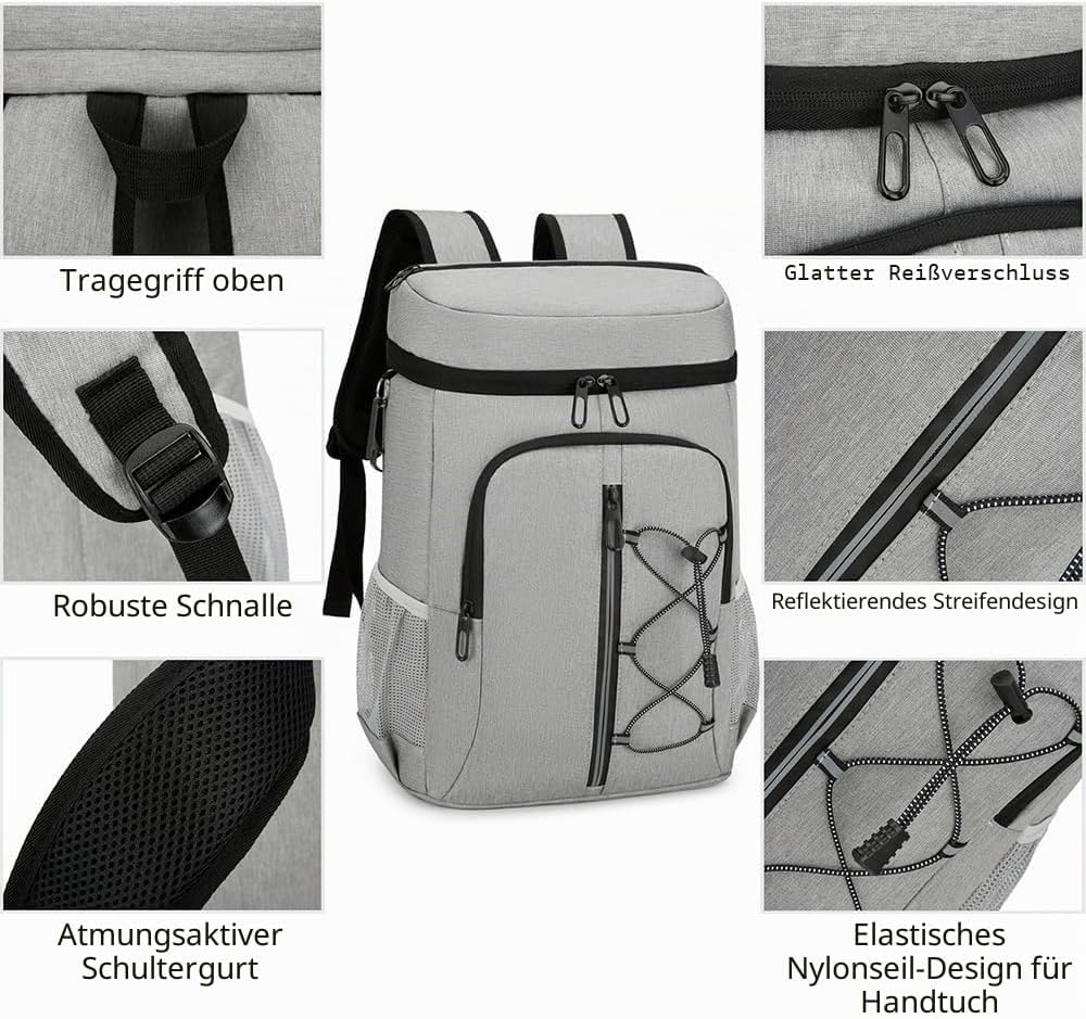SOUUXIU ühlrucksack, Kühltasche Rucksack, Picknickrucksack,25L Leichter Camping-Rucksack für Männer