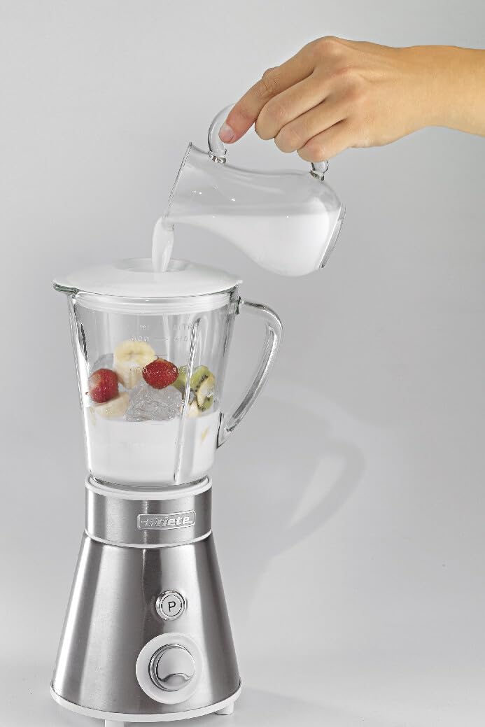Ariete 561 Blendy Metal - Mixer mit Edelstahlklingen - Glasbecher 800 ml - 2 Geschwindigkeiten + Pul