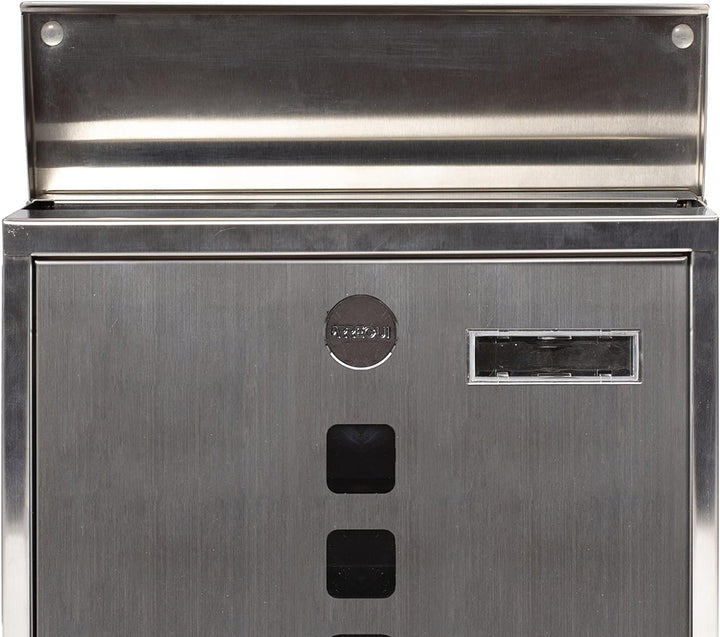 ARREGUI Chance E7107 Briefkasten aus Edelstahl, Grösse M (DIN A4), Wandbriefkasten mit Schutzklappen