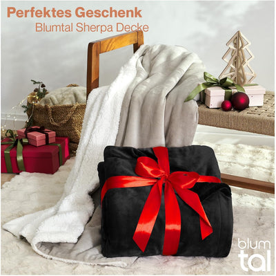 Blumtal Premium Sherpa Kuscheldecke flauschig - Wohndecke Kuscheldecke 130x150 cm - Oeko-TEX zertifi