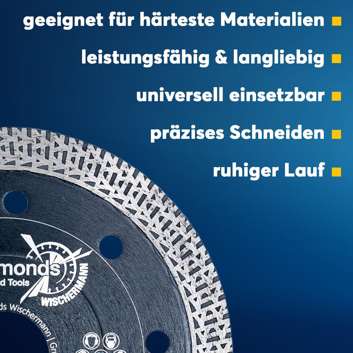 Profi Diamant Trennscheibe Granit SUPERCUT, 125 mm, Fliesenscheibe, extra dünn, für Handmaschinen, T