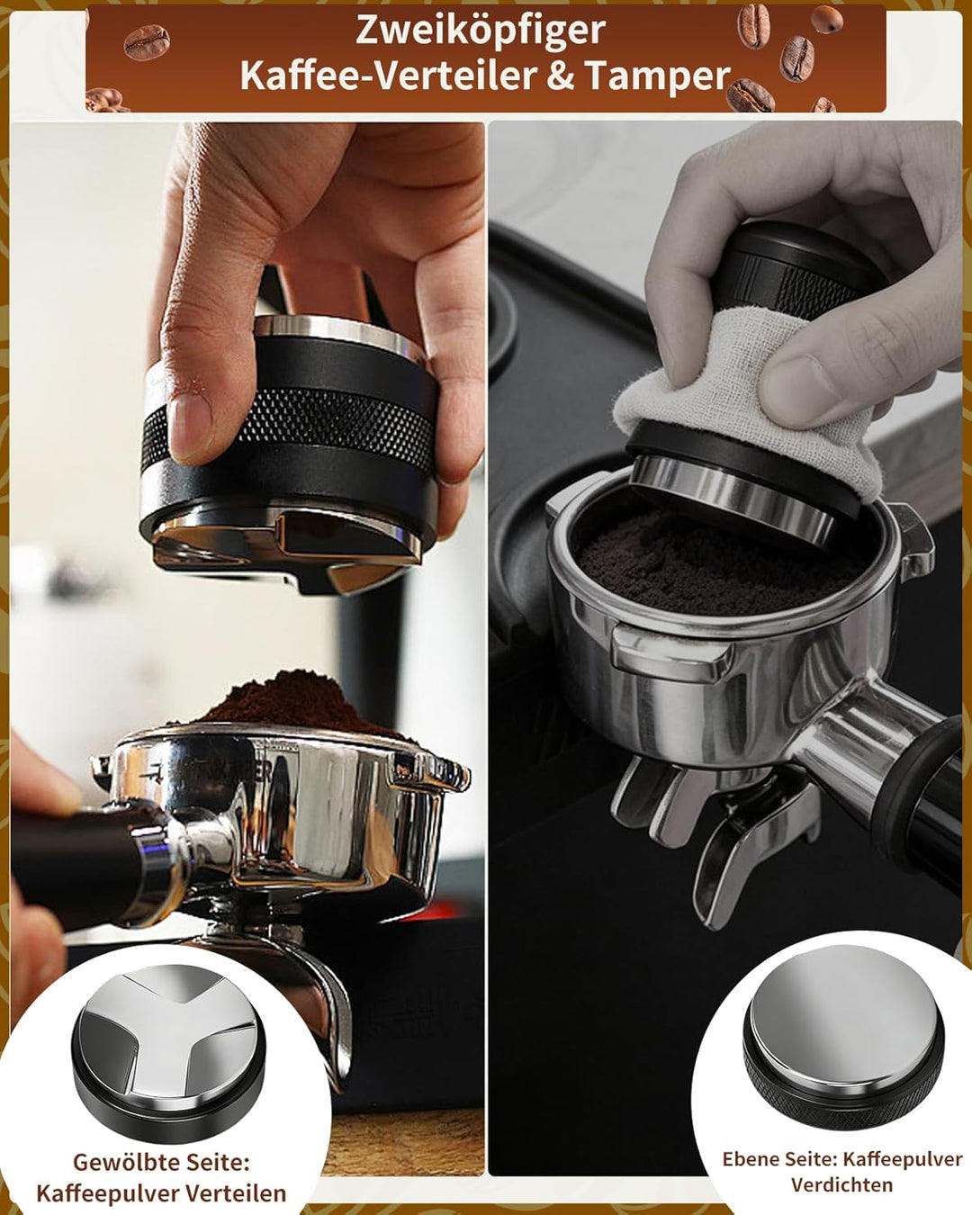 51mm Siebträger Zubehör | Coffee Distributor 51mm Espresso Leveler Tool, Komplettes Barista Set mit