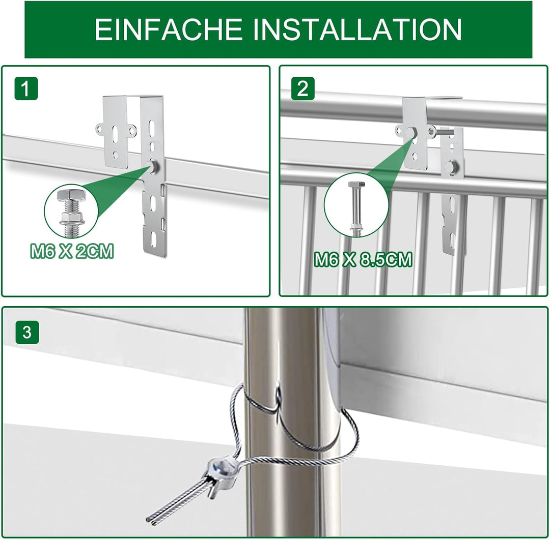 4PCS Solar Halterung Haken für Balkon - Eckig Photovoltaik Halterung für Solarmodule, Balkongelände,