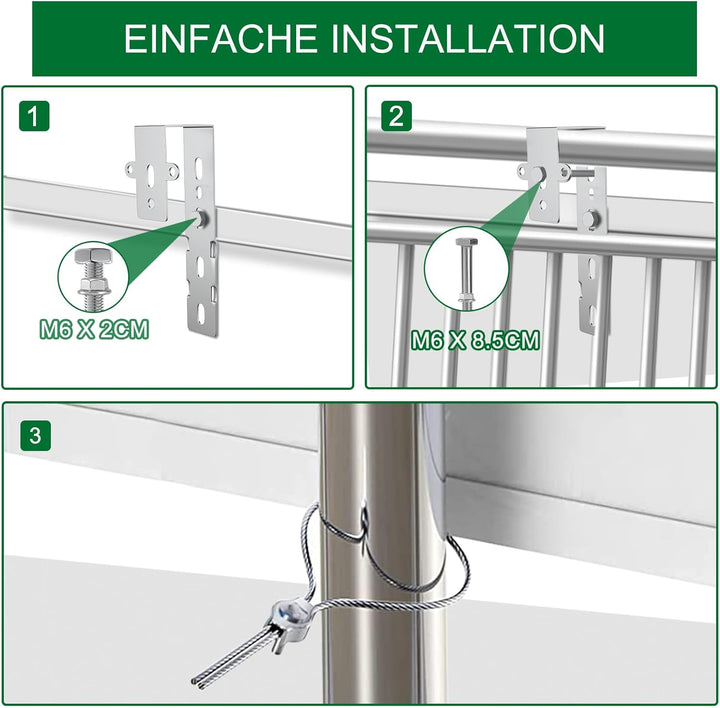 4PCS Solar Halterung Haken für Balkon - Eckig Photovoltaik Halterung für Solarmodule, Balkongelände,
