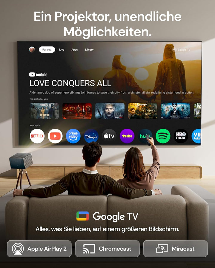 Valerion VisionMaster Pro 4K Laserprojektor (Neues Blau) – 240 Hz/4 ms Gaming, 300" IMAX Enhanced, 3