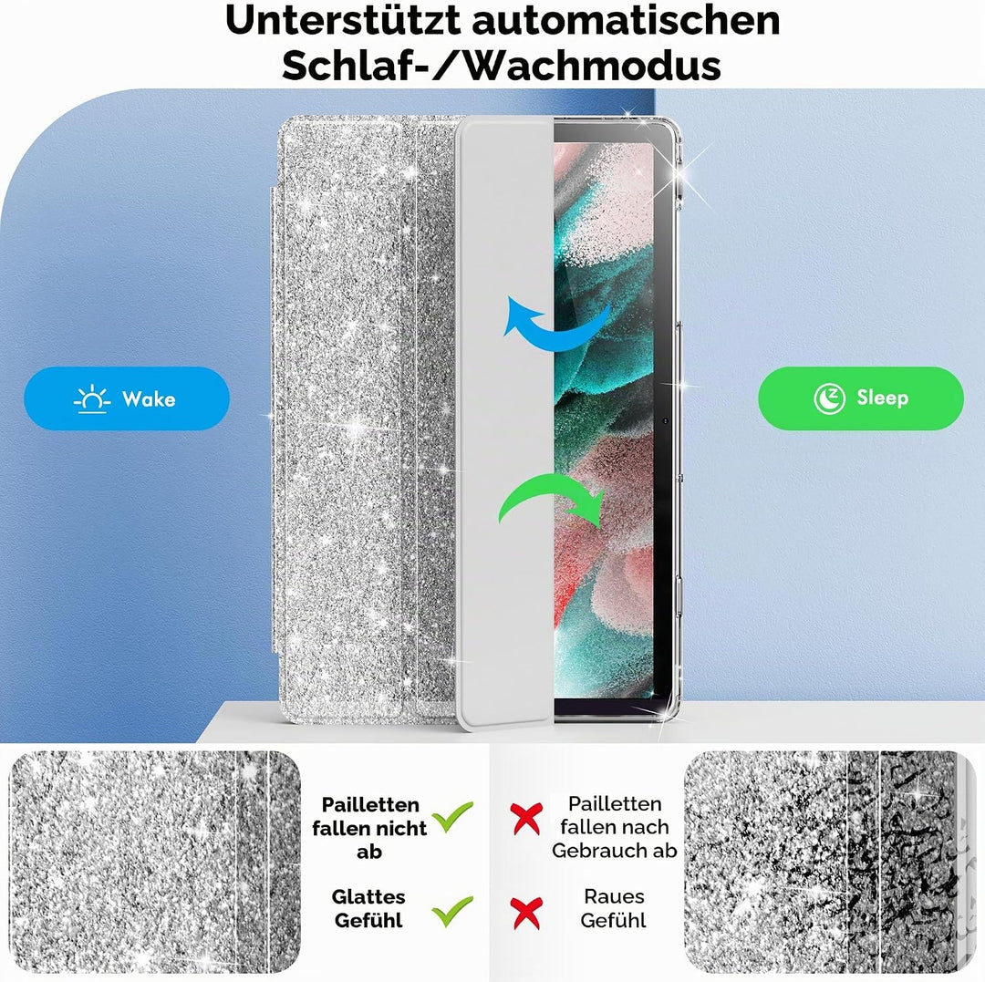 INFILAND Hülle für Samsung Galaxy Tab A11+/A9+11 Zoll (2023/2025),Glitzernde Schutzhülle mit funkeln