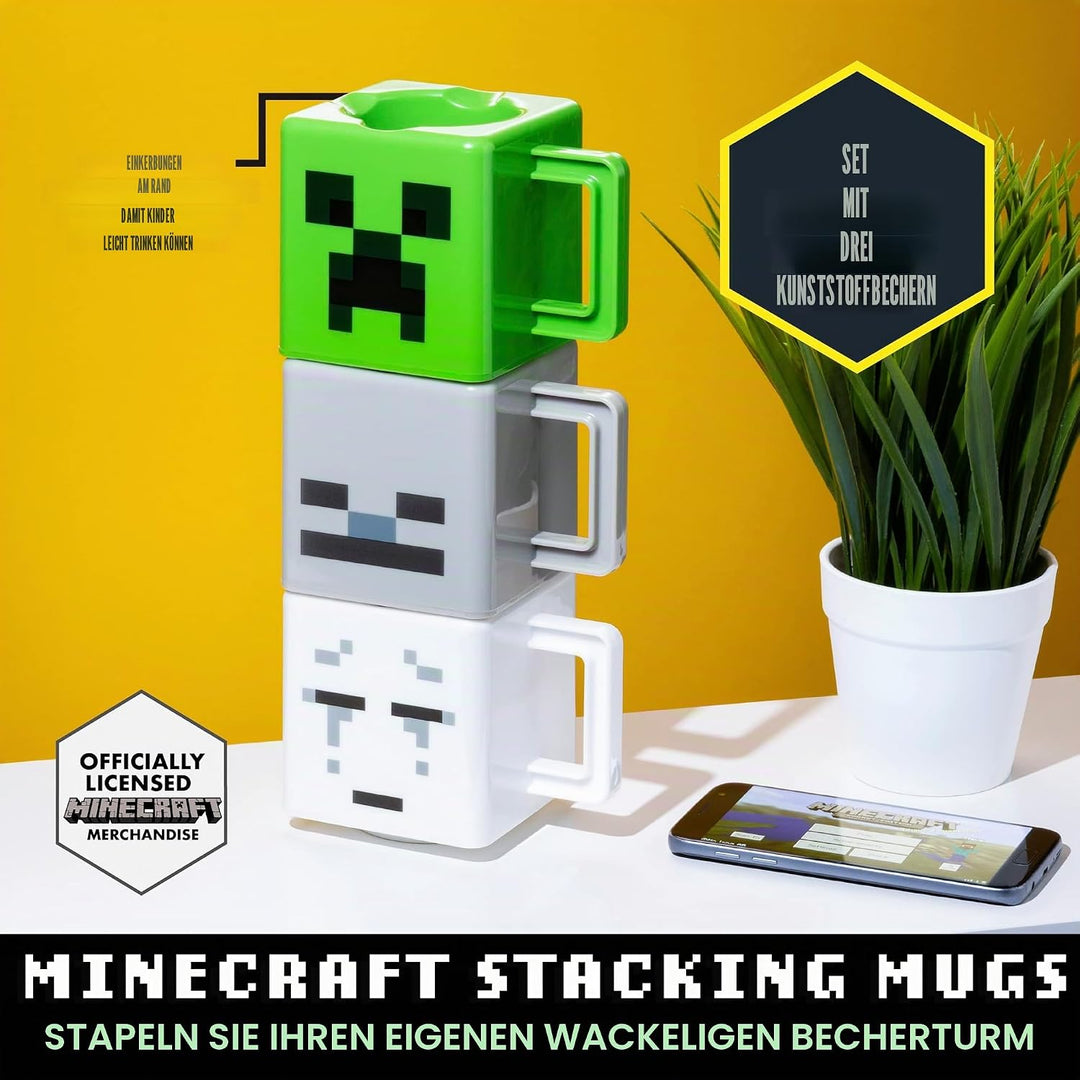 Minecraft Becher zum zusammenstecken 3er Set