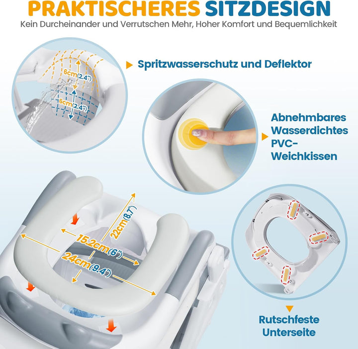 Orzbow Toilettensitz Kinder mit Treppe, Stabil Kinder Toilettensitz mit Dreiecksstruktur, Verlängert