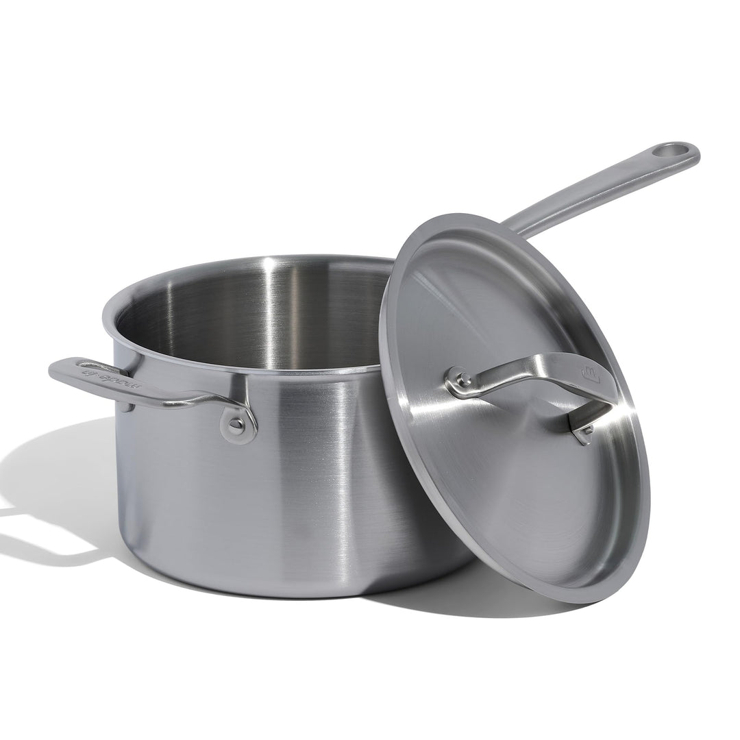 Made In Cookware – 3,79 l Edelstahltopf mit Deckel – 5-lagiger Sossentopf mit Edelstahlbeschichtung