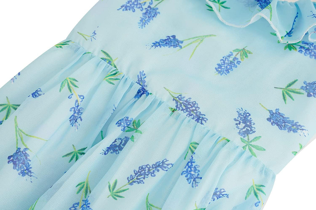 BONNY BILLY Mädchen Kleider Freizeit Blumen Sommerkleid Strandkleid Chiffonkleid Maxikleid mit Rüsch