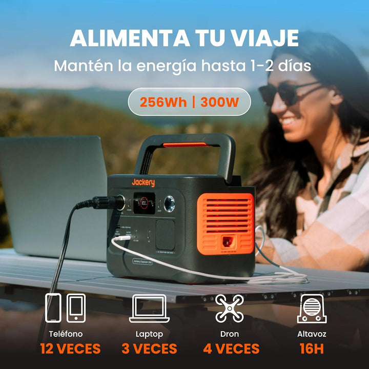 Jackery 240 v2 Solar Generator mit 40W Solarpanel, 256Wh LiFePO4-Batterie, 300W AC & 100W USB-C-Ausg