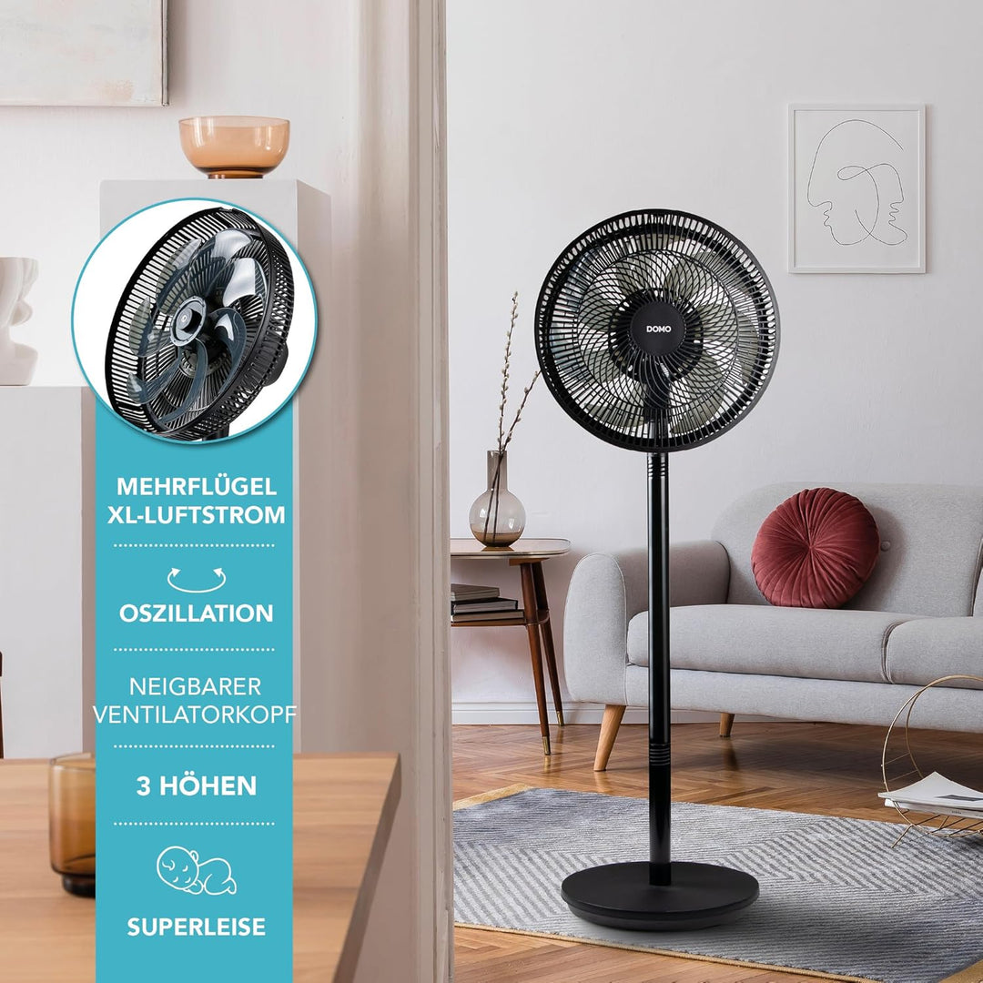 DOMO DO8159 2-in-1 Standventilator Multiblade – Ventilator mit 7 Blättern – Leise 44 dB – 3 Stufen –