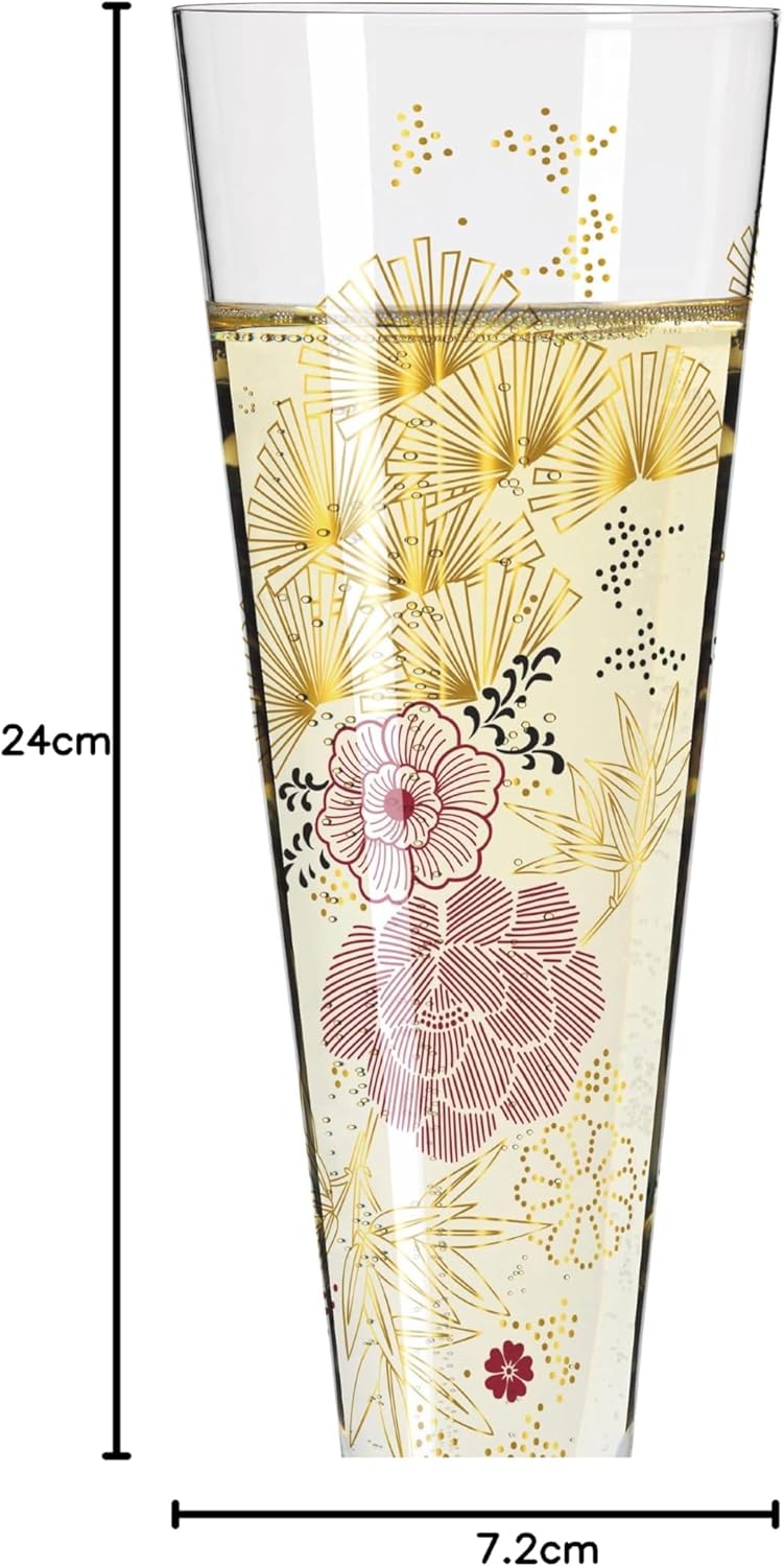 RITZENHOFF 1071020 Champagnerglas 200 ml - Serie Goldnacht Nr. 20 - Edles Designerstück mit Echt-Gol