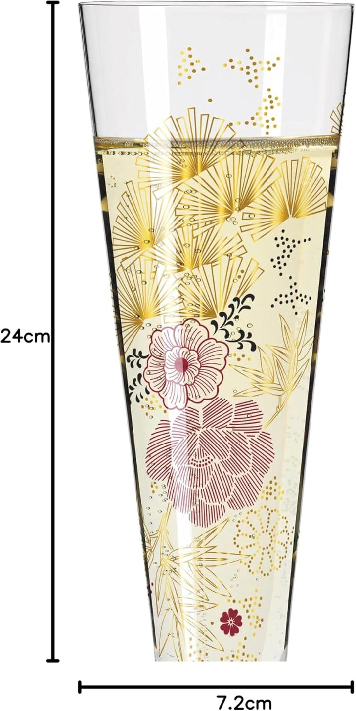 RITZENHOFF 1071020 Champagnerglas 200 ml - Serie Goldnacht Nr. 20 - Edles Designerstück mit Echt-Gol