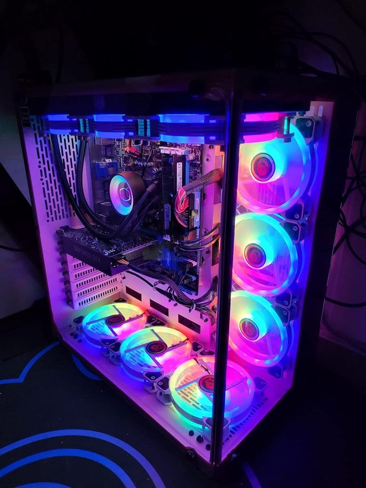 Talius Cronos ATX Gaming Box, gehärtetes Glas, RGB-Lüfter (in DREI Farben erhältlich) (Schwarz) Sing