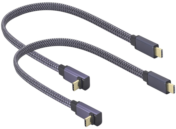 2-Stücke Flat Braided 60W 3A 90 Grad Type C USB C 3.1 Männlich Gen 2 Head Schnelle Aufladung,Daten,A