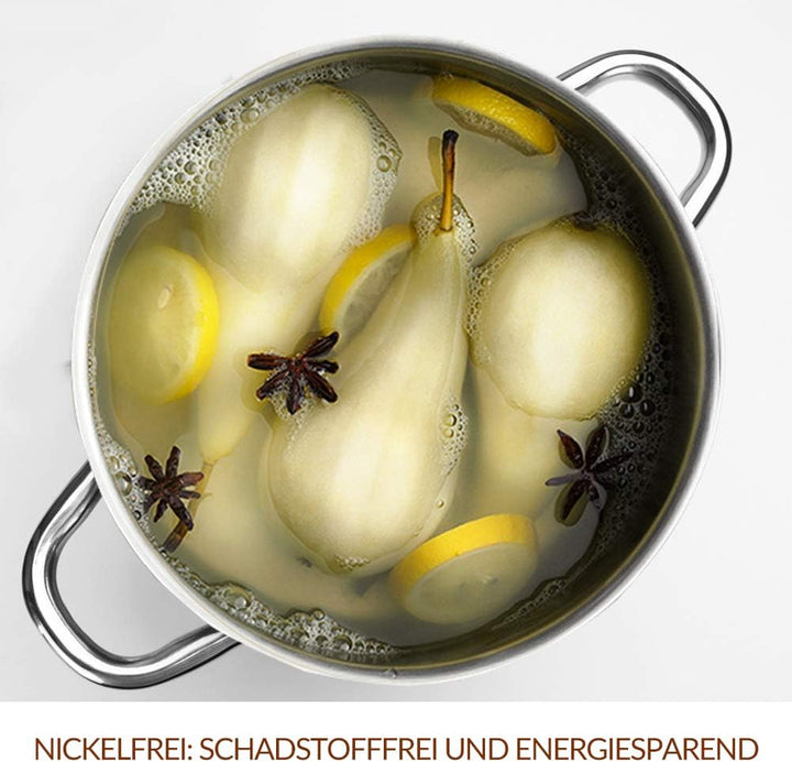 HOMICHEF Suppentopf 24,5 cm 5,7 Liter Nickelfreier Edelstahl - 5,7-Liter-Topf mit Deckel und Griff -